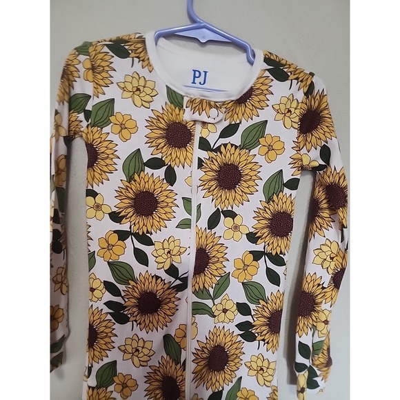 Lot Children's Place PJ 5T Footed Sleepers Pajamas Sunflowers Floral EUC - Picture 5 of 10